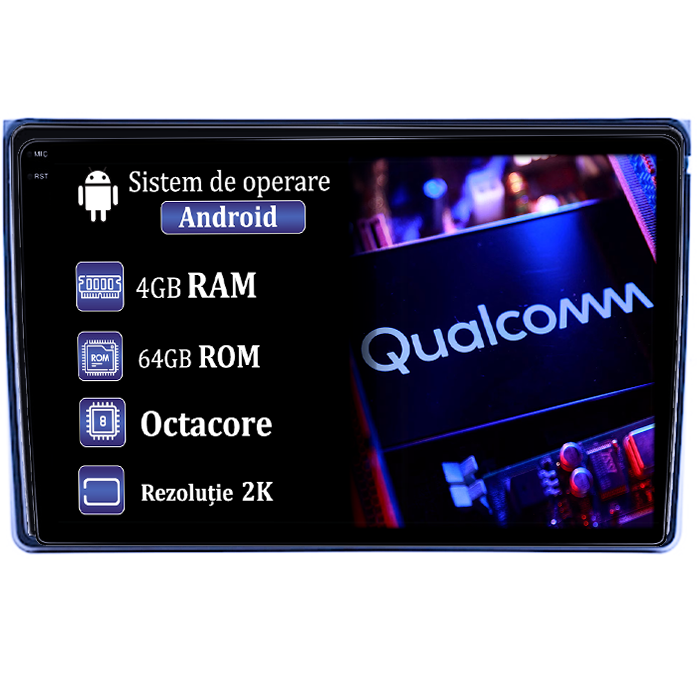 Navigatie dedicata Citroen C5 2009, 4GB RAM 64GB ROM, Procesor Qualcomm Octacore, Android 14, Rezolutie 2K, Display QLED 10", DSP, Carplay&Android Auto, SIM 4G [1]
