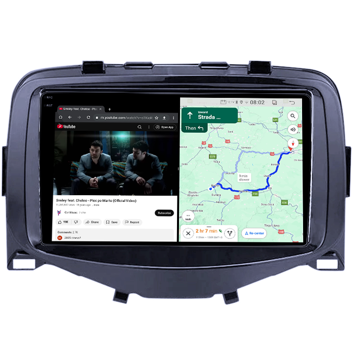 Navigatie dedicata Citroen C1 2016, 12GB RAM 256GB ROM, Android, Rezolutie 2K, Display QLED, 9", DSP, Carplay, Android Auto, Internet, Youtube, Waze, Wi Fi, USB [4]