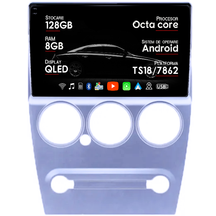 Navigatie dedicata Citroen Elysee 2008-2013, 8GB RAM 128GB ROM, Octacore, Platforma TS18, Android 14, Display QLED 9", Suporta camera 360", DSP, Carplay&Android Auto, SIM 4G, Ventilator Activ [1]