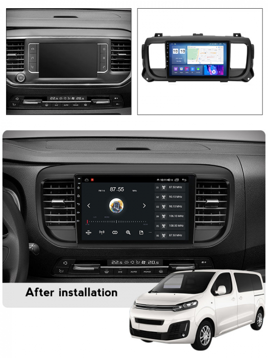 Navigatie dedicata Citroen Jumpy 2016-2021, 4 GB RAM 32 ROM, Android 13, Display QLED, 9",DSP, Carplay, Android Auto, Internet, Youtube , Waze , Wi Fi , Usb , Bluetooth , Mirrorlink [7]