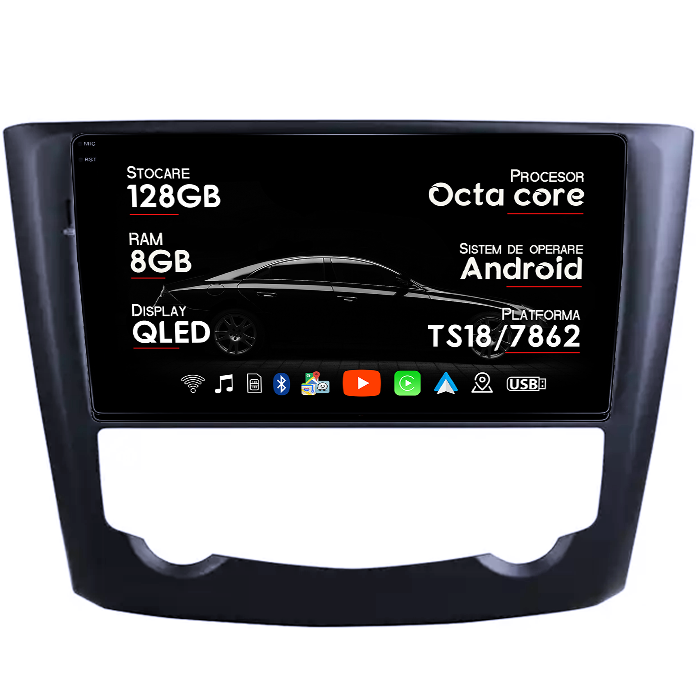 Navigatie dedicata Renault Corega 2016, 8GB RAM 128GB ROM, Octacore, Platforma TS18, Android 14, Display QLED 9", Suporta camera 360", DSP, Carplay&Android Auto, SIM 4G, Ventilator Activ [1]