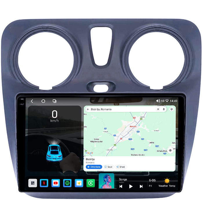 Navigatie dedicata Dacia Dokker 2012, 4GB RAM 64GB ROM, Octacore, Android 14, Display QLED 1K 9", Carplay&Android Auto, SIM 4G, Ventilator Activ [2]