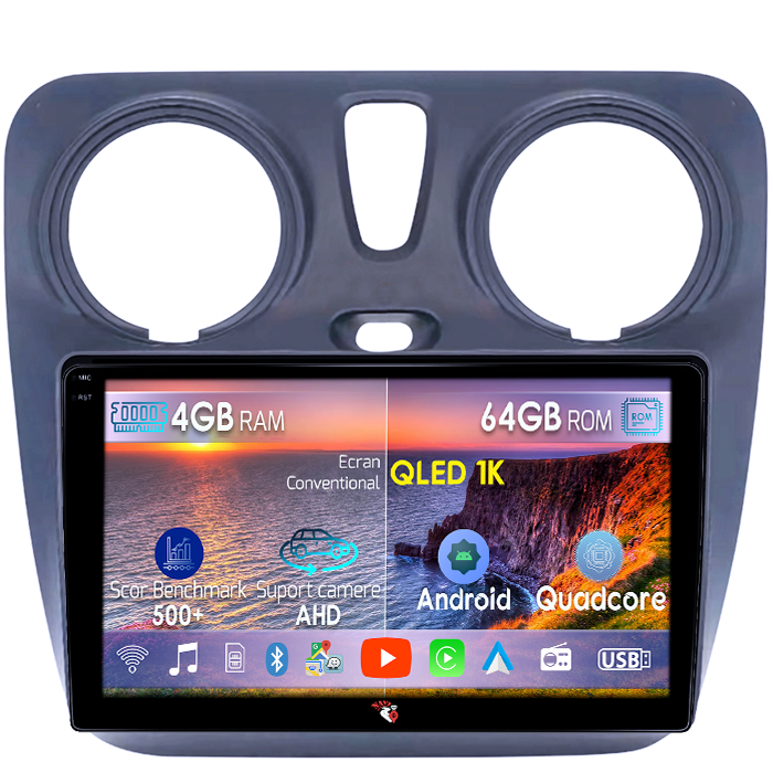Navigatie dedicata Dacia Dokker 2012, 4GB RAM 64GB ROM, Octacore, Android 14, Display QLED 1K 9", Carplay&Android Auto, SIM 4G, Ventilator Activ [1]