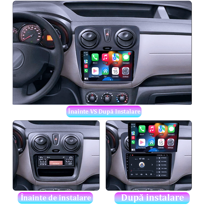 Navigatie dedicata Dacia Dokker 2012, 4GB RAM 64GB ROM, Procesor Qualcomm Octacore, Android 14, Rezolutie 2K, Display QLED 9", DSP, Carplay&Android Auto, SIM 4G [7]