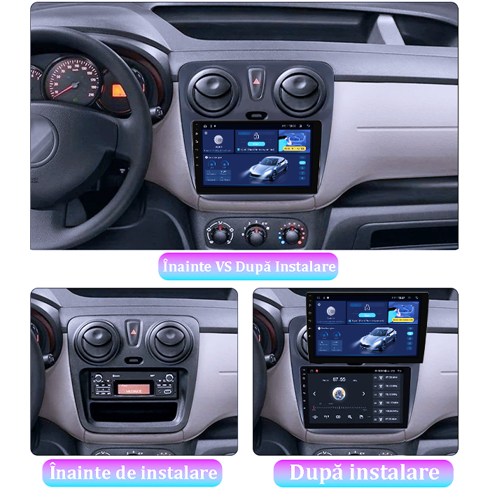 Navigatie dedicata Dacia Dokker 2012, 4GB RAM 64GB ROM, Quadcore, Android 14, Display QLED 1K 9", DSP, Carplay&Android Auto, Suport camere AHD [5]