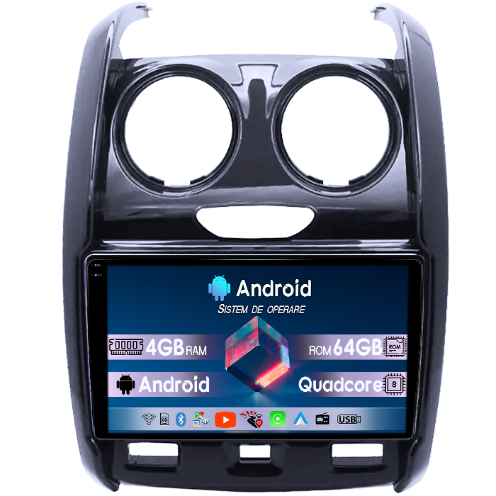 Navigatie dedicata Dacia Duster 2015, 4GB RAM 64GB ROM, Quadcore, Android 14, Display QLED 1K 9", DSP, Carplay&Android Auto, Suport camere AHD [1]