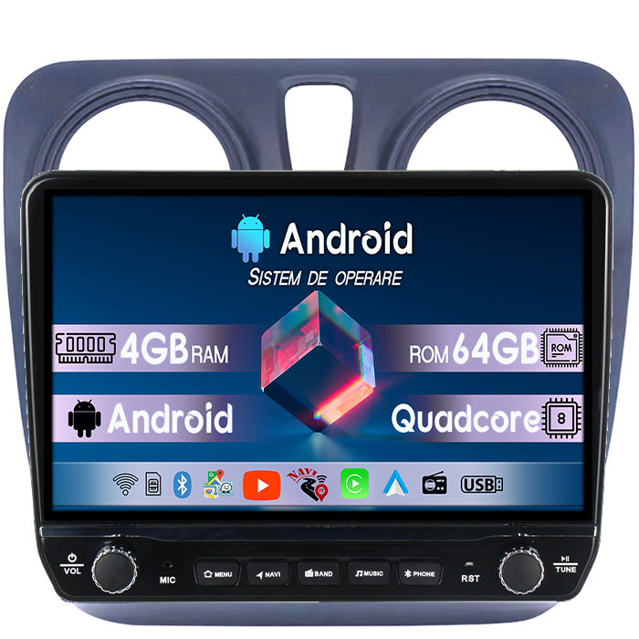 Navigatie dedicata Dokker 2012+, Lodgy (2012-) Tesla cu butoane rotative model 2024, 4GB RAM 64GB ROM, Procesor Quadcore, Android 14, Display QLED 10", DSP, Carplay&Android Auto [1]