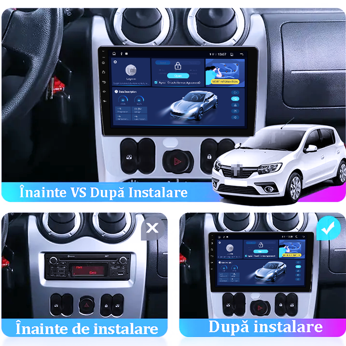 Navigatie dedicata Renault&Dacia 2004-2009 DUDU3, 4GB RAM 64GB ROM, Octacore, Platforma 8581, Android, Display QLED 9", DSP, Carplay&AndroidAuto [6]