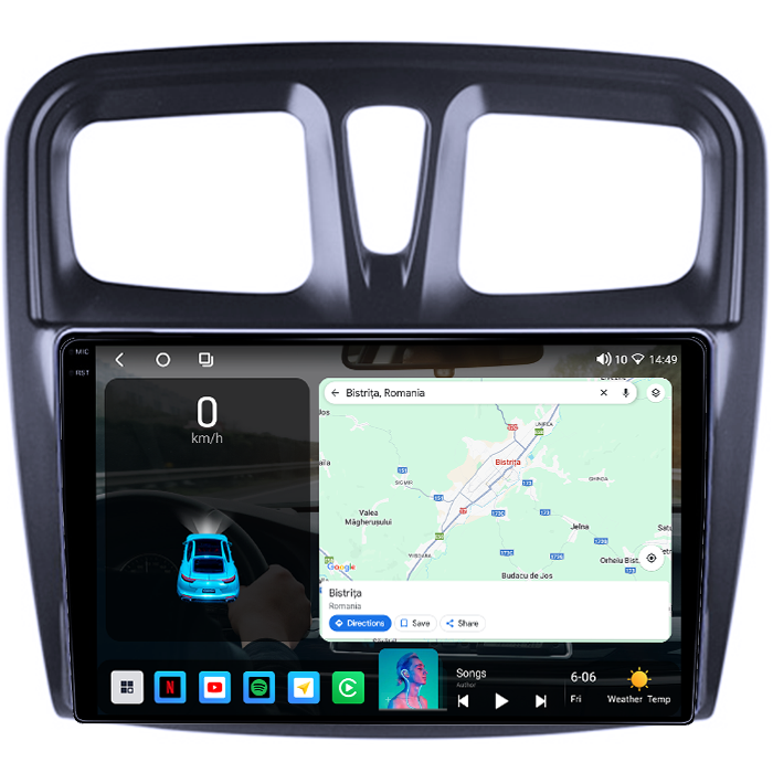 Navigatie dedicata Dacia Logan 2 2012-2019, 4GB RAM 64GB ROM, Octacore, Android 14, Display QLED 1K 10", Carplay&Android Auto, SIM 4G, Ventilator Activ [2]