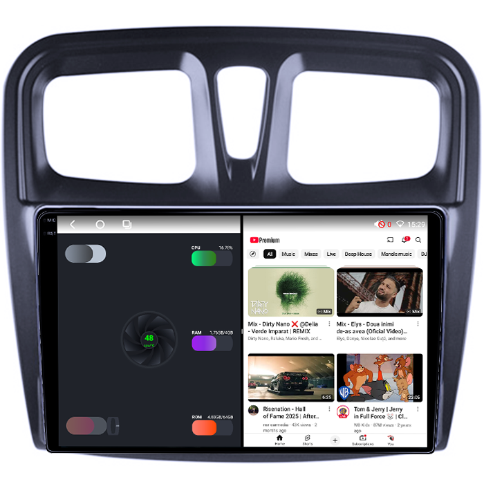 Navigatie dedicata Dacia Logan 2 2012-2019, 4GB RAM 64GB ROM, Octacore, Android 14, Display QLED 1K 10", Carplay&Android Auto, SIM 4G, Ventilator Activ [3]