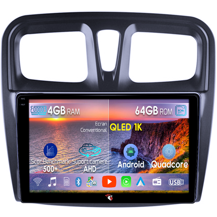 Navigatie dedicata Dacia Logan 2 2012-2019, 4GB RAM 64GB ROM, Octacore, Android 14, Display QLED 1K 10", Carplay&Android Auto, SIM 4G, Ventilator Activ [1]