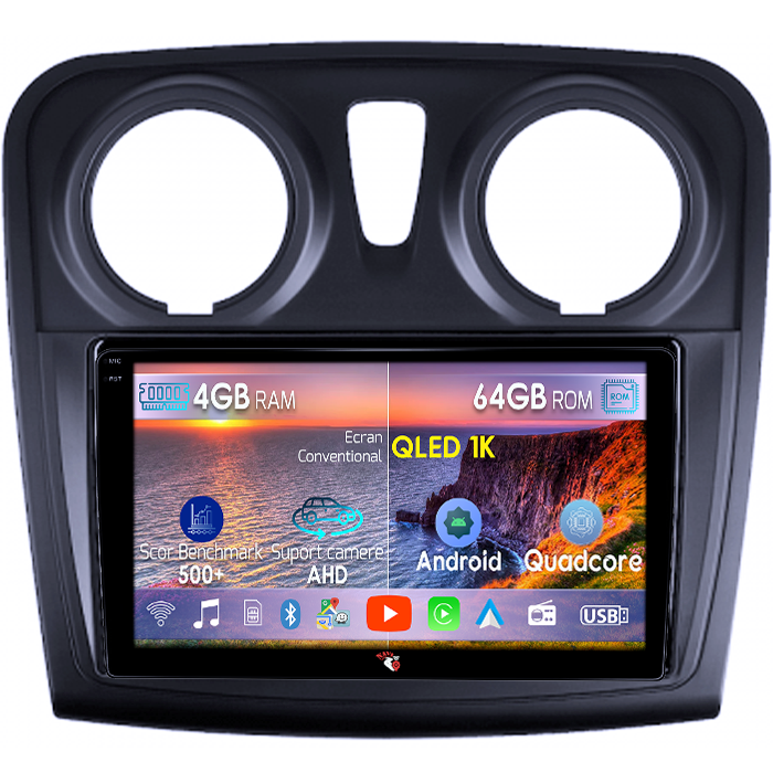 Navigatie dedicata Dacia Logan 2 2012-2019, 4GB RAM 64GB ROM, Octacore, Android 14, Display QLED 1K 9", Carplay&Android Auto, SIM 4G, Ventilator Activ [1]