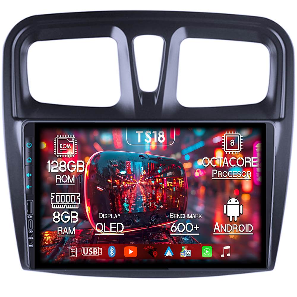 Navigatie dedicata Dacia Logan 2 Clima 2015-2021, USB&Butoane fizice frontale, Platforma TS18, 9 Inch, 8GB RAM 128GB ROM, Octacore, Android 14, Android Auto&Carplay [1]
