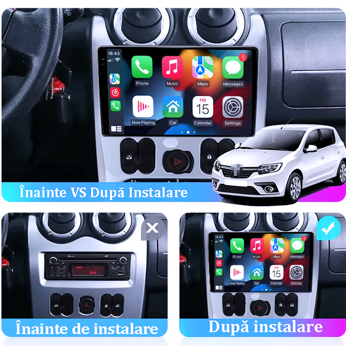 Navigatie dedicata Dacia Logan 2009-2015, 4GB RAM 64GB ROM, Procesor Qualcomm Octacore, Android 14, Rezolutie 2K, Display QLED 9", DSP, Carplay&Android Auto, SIM 4G [7]