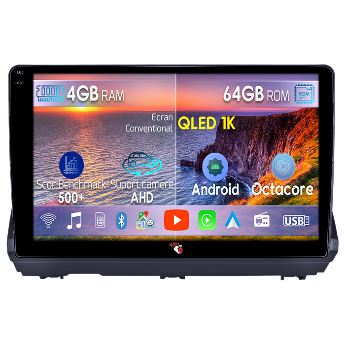 Navigatie dedicata Dacia Logan 3 2021-2023, 4GB RAM 64GB ROM, Octacore, Android 14, Display QLED 1K 9", Carplay&Android Auto, SIM 4G, Ventilator Activ [1]