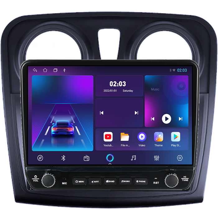 Navigatie dedicata Dacia Sandero (2012-) Tesla cu butoane rotative model 2024, 4GB RAM 64GB ROM, Procesor Quadcore, Android 14, Display QLED 10", DSP, Carplay&Android Auto [4]