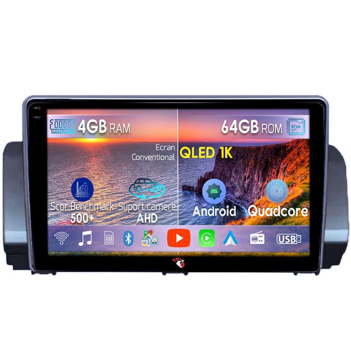 Navigatie dedicata Dacia Logan 3,Stepway dupa 2021, 4GB RAM 64GB ROM, Octacore, Android 14, Display QLED 1K 9", Carplay&Android Auto, SIM 4G, Ventilator Activ [1]