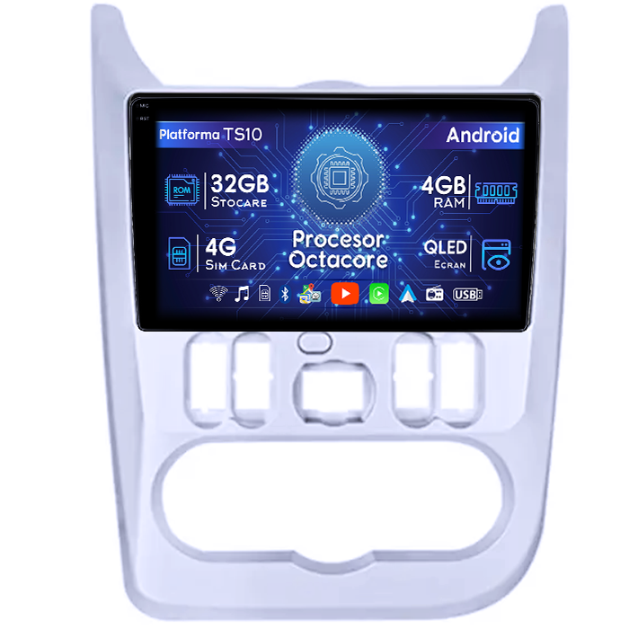 Navigatie dedicata Dacia&Renault 2009-2013, 4GB RAM 32GB ROM, Octacore, Android 14, Display QLED 1K 9", DSP, Carplay&Android Auto, SIM 4G, Bluetooth, Ventilator Activ [1]