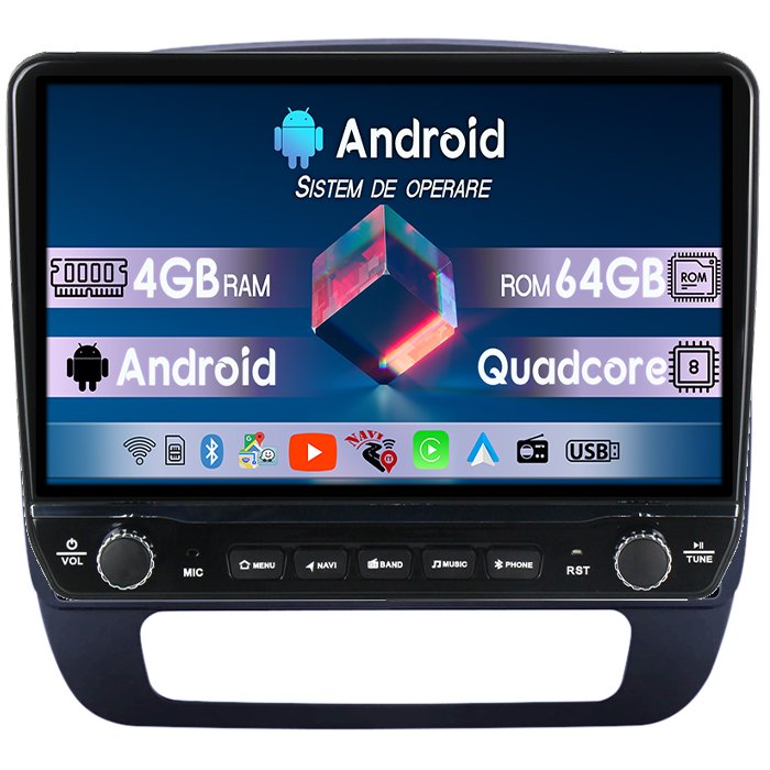 Navigatie dedicata Dacia Spring 2021 Tesla cu butoane rotative model 2024, 4GB RAM 64GB ROM, Procesor Quadcore, Android 14, Display QLED 10", DSP, Carplay&Android Auto [1]