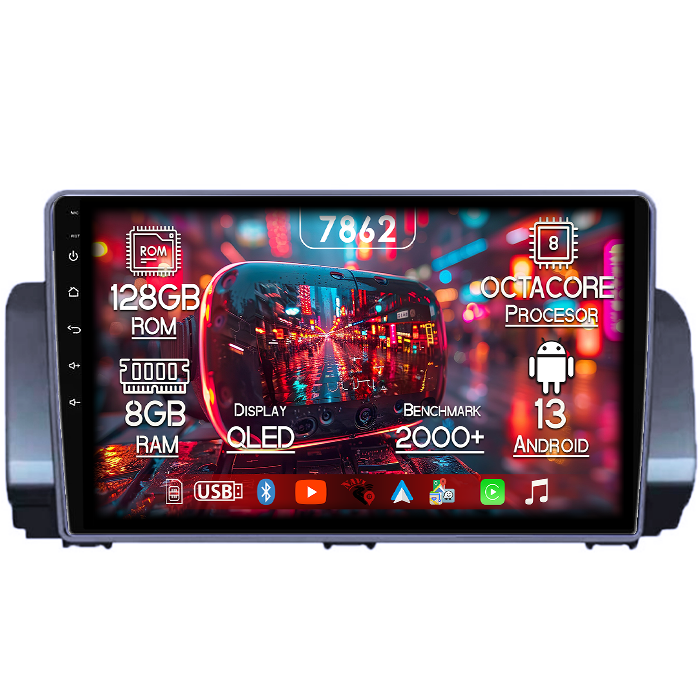 Navigatie dedicata Dacia Sandero 2021, 8GB RAM 128GB ROM, Octacore, Platforma 7862,Android 13, Display QLED 9”, Suporta camera 360º, DSP, Carplay&Android Auto, SIM 4G, Ventilator Activ [1]