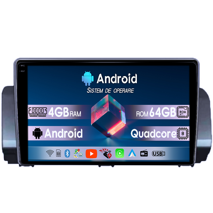 Navigatie dedicata Dacia Sandero&Jogger 2021, 4GB RAM 64GB ROM, Quadcore, Android 14, Display QLED 1K 9", DSP, Carplay&Android Auto, Suport camere AHD [1]
