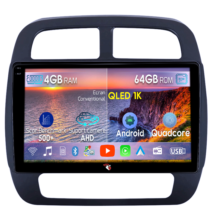 Navigatie dedicata Dacia Spring dupa 2021, 4GB RAM 64GB ROM, Octacore, Android 14, Display QLED 1K 9", Carplay&Android Auto, SIM 4G, Ventilator Activ [1]