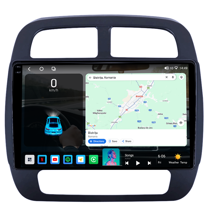 Navigatie dedicata Dacia Spring dupa 2021, 4GB RAM 64GB ROM, Octacore, Android 14, Display QLED 1K 9", Carplay&Android Auto, SIM 4G, Ventilator Activ [2]