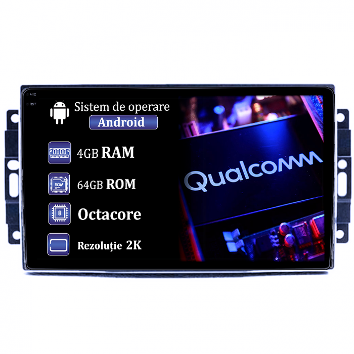 Navigatie dedicata Dodge Avenger/Challenger 3/Charger/Dakota/Duragno/Nitro, 4GB RAM 64GB ROM, Procesor Qualcomm Octacore, Android 14, Rezolutie 2K, Display QLED 9", DSP, Carplay&Android Auto, SIM 4G [1]