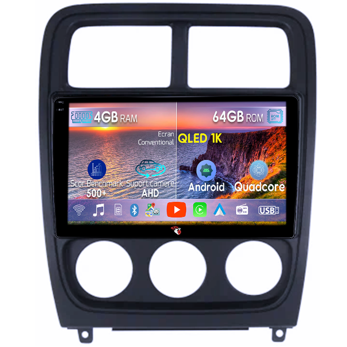 Navigatie dedicata Dodge Caliber 2009-2013, 4GB RAM 64GB ROM, Octacore, Android 14, Display QLED 1K 9", Carplay&Android Auto, SIM 4G, Ventilator Activ [1]