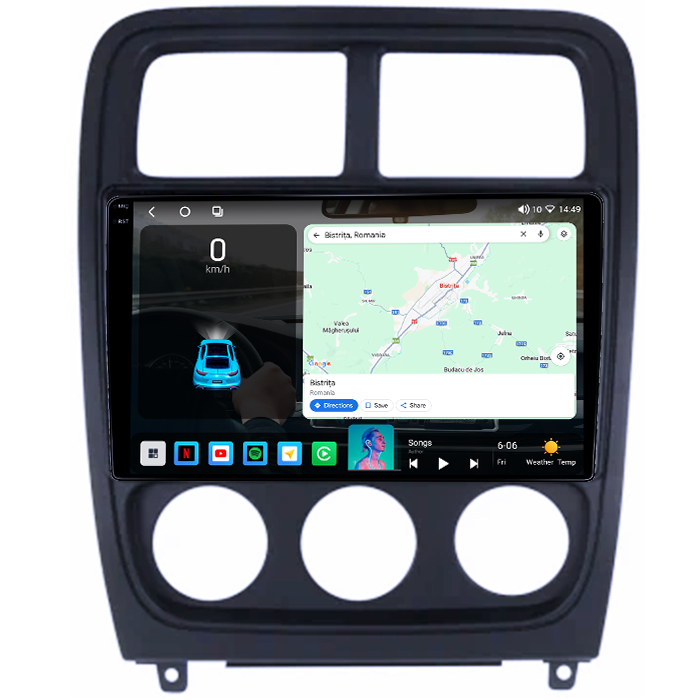 Navigatie dedicata Dodge Caliber 2009-2013, 4GB RAM 64GB ROM, Octacore, Android 14, Display QLED 1K 9", Carplay&Android Auto, SIM 4G, Ventilator Activ [2]