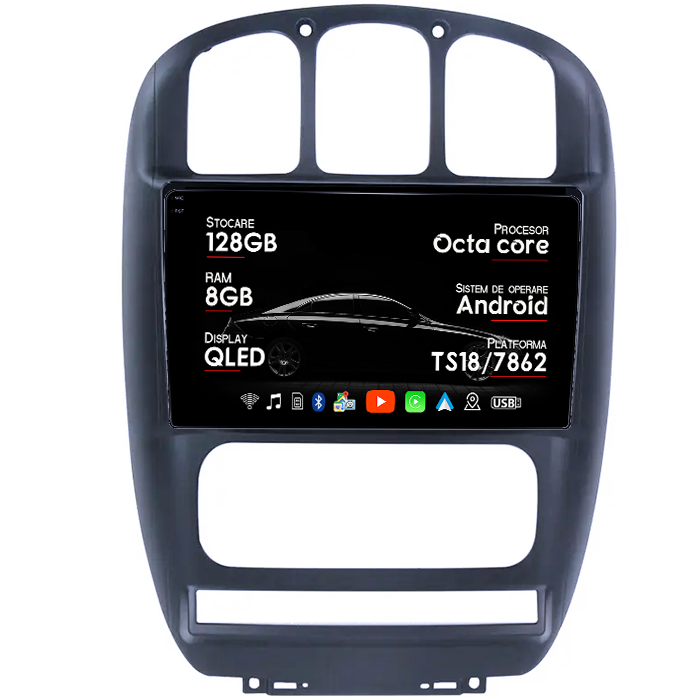 Navigatie dedicata Dodge Caravan 2000-2007, 8GB RAM 128GB ROM, Octacore, Platforma TS18, Android 14, Display QLED 10", Suporta camera 360", DSP, Carplay&Android Auto, SIM 4G, Ventilator Activ [1]