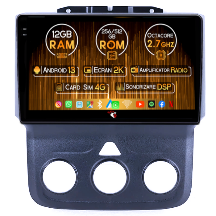 Navigatie dedicata Dodge RAM 2018, 12GB RAM 256GB ROM, Android 13, Rezolutie 2K, Display QLED 9", DSP, Carplay, SIM 4G [1]