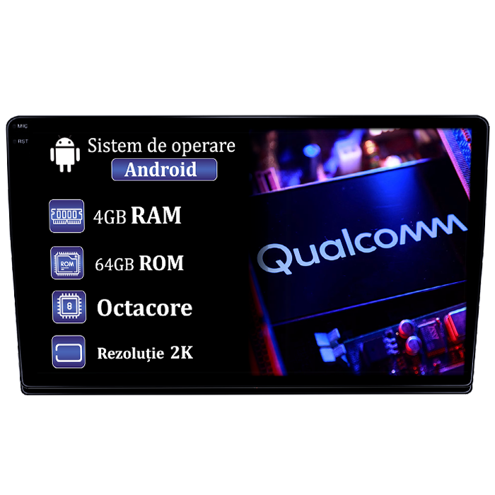 Navigatie dedicata Duster 2017- 2022, 4GB RAM 64GB ROM, Procesor Qualcomm Octacore, Android 14, Rezolutie 2K, Display QLED 9", DSP, Carplay&Android Auto, SIM 4G [1]
