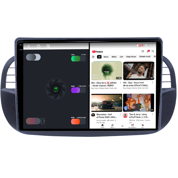 Navigatie dedicata Fiat 500, 4GB RAM 64GB ROM, Octacore, Android 14, Display QLED 1K 9", Carplay&Android Auto, SIM 4G, Ventilator Activ [3]