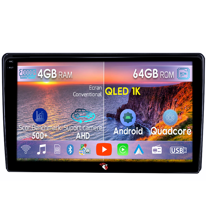 Navigatie dedicata Fiat 500L 2012-2017, 4GB RAM 64GB ROM, Octacore, Android 14, Display QLED 1K 9", Carplay&Android Auto, SIM 4G, Ventilator Activ [1]