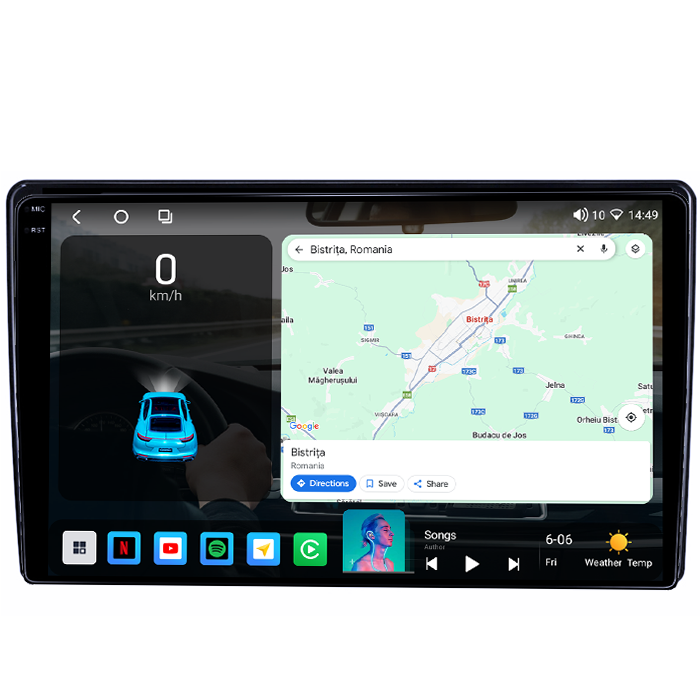 Navigatie dedicata Fiat 500L 2012-2017, 4GB RAM 64GB ROM, Octacore, Android 14, Display QLED 1K 9", Carplay&Android Auto, SIM 4G, Ventilator Activ [2]