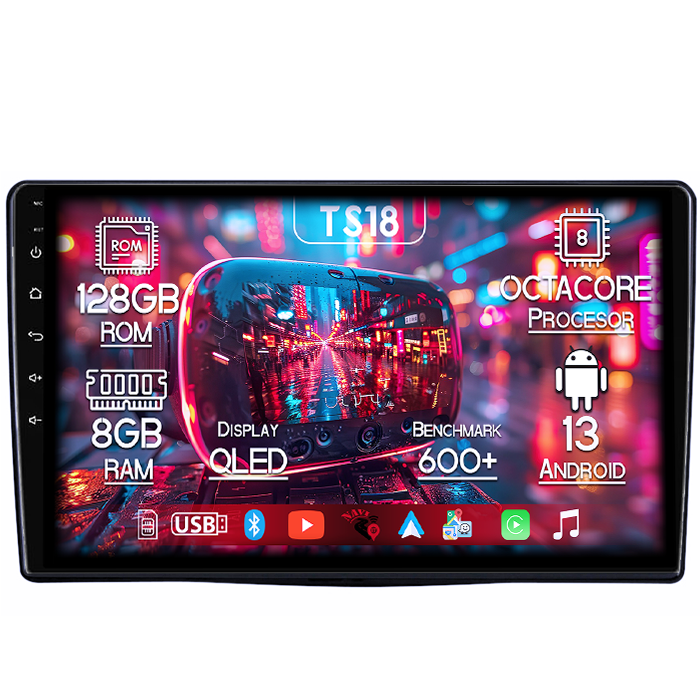 Navigatie dedicata Fiat 500L 2012-2017, 8GB RAM 128GB ROM, Octacore, Platforma TS18, Android 13, Display QLED 9”, Suporta camera 360º, DSP, Carplay&Android Auto, SIM 4G, Ventilator Activ [1]