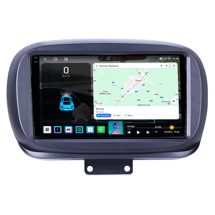 Navigatie dedicata Fiat 500X 2014-2019, 4GB RAM 64GB ROM, Octacore, Android 14, Display QLED 1K 9", Carplay&Android Auto, SIM 4G, Ventilator Activ [3]