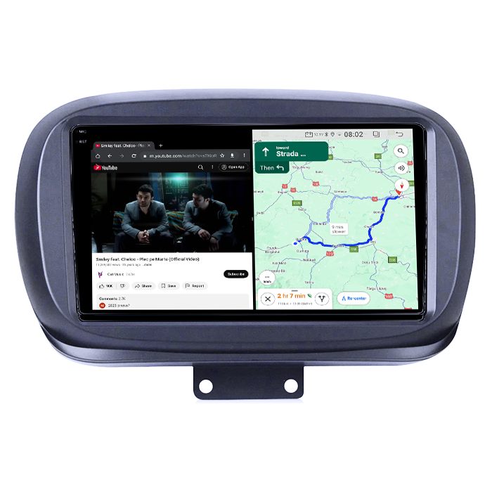 Navigatie dedicata Fiat 500X 2014-2020, 4GB RAM 64GB ROM, Quadcore, Android 14, Display QLED 1K 9", DSP, Carplay&Android Auto, Suport camere AHD [4]