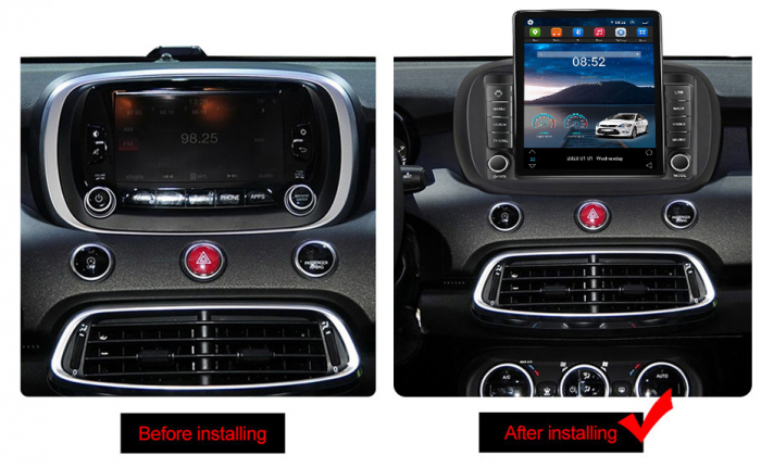 Navigatie dedicata Fiat 500X 2014 - 2020 Tesla Style, 8+128 GB RAM, ANDROID 13, Carplay&Android Auto, 10 inch, Internet, Aplicatii, Waze, Gps [3]