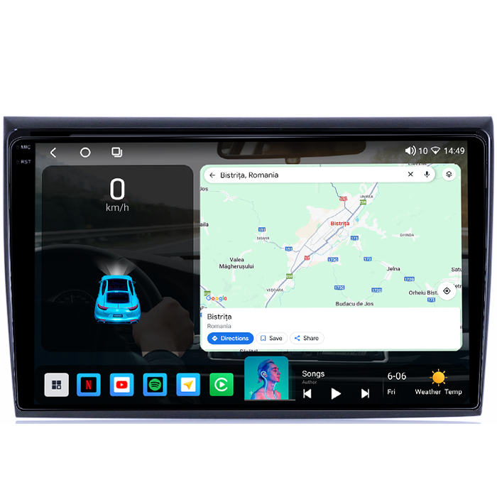 Navigatie dedicata Fiat Bravo 2007-2012, 4GB RAM 64GB ROM, Octacore, Android 14, Display QLED 1K 9", Carplay&Android Auto, SIM 4G, Ventilator Activ [2]