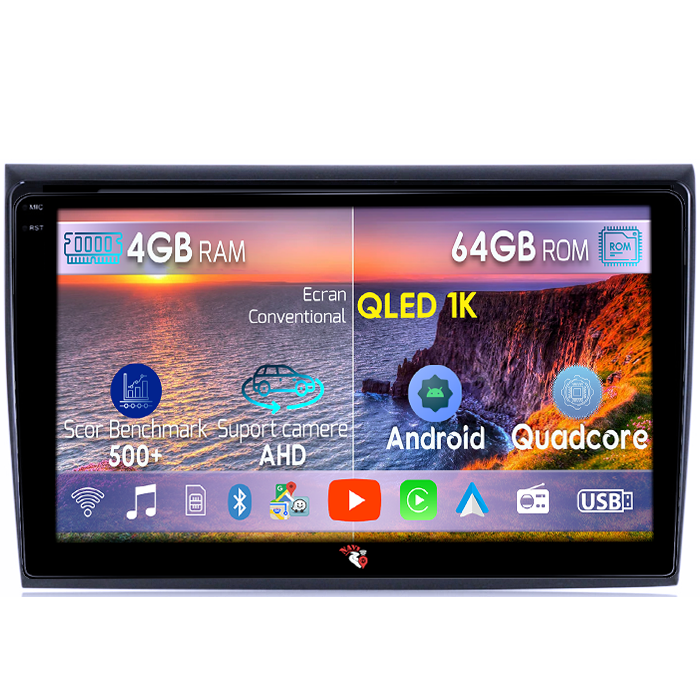 Navigatie dedicata Fiat Bravo 2007-2012, 4GB RAM 64GB ROM, Octacore, Android 14, Display QLED 1K 9", Carplay&Android Auto, SIM 4G, Ventilator Activ [1]