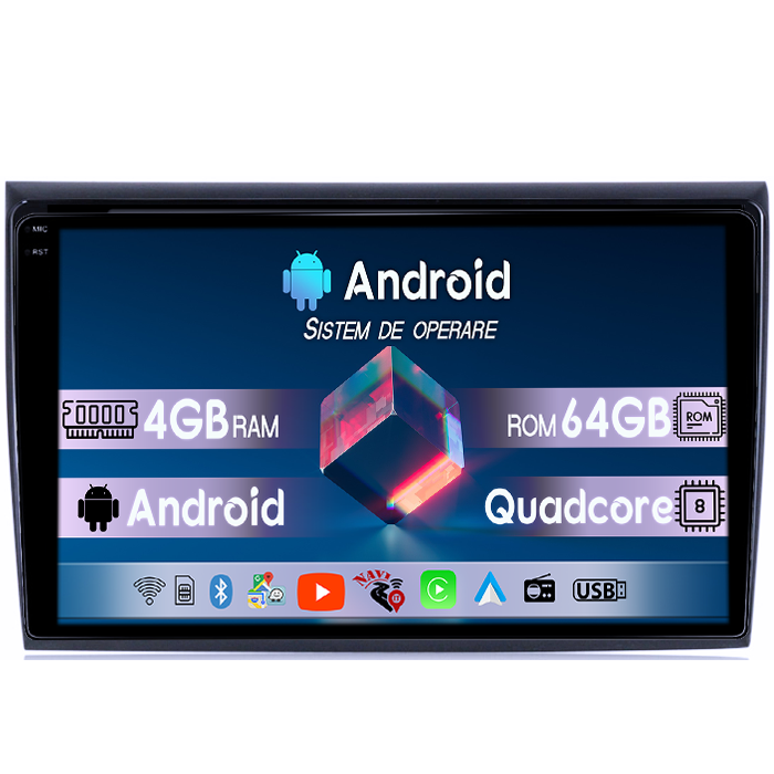 Navigatie dedicata Fiat Bravo 2007-2012, 4GB RAM 64GB ROM, Quadcore, Android 14, Display QLED 1K 9", DSP, Carplay&Android Auto, Suport camere AHD [1]