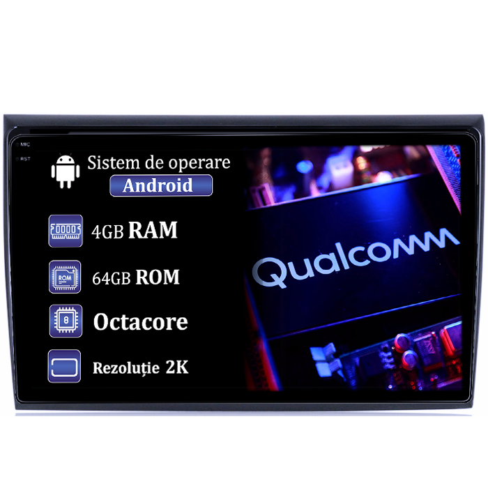 Navigatie dedicata Fiat Bravo 2007-2012, 4GB RAM 64GB ROM, Procesor Qualcomm Octacore, Android 14, Rezolutie 2K, Display QLED 9", DSP, Carplay&Android Auto, SIM 4G [1]