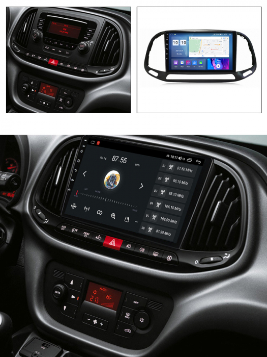 Navigatie dedicata Fiat Doblo 2015-2019, 4 GB RAM 32 ROM, Android 13, Display QLED, 9", DSP, Carplay, Android Auto, Internet, Youtube , Waze , Wi Fi , Usb , Bluetooth [6]