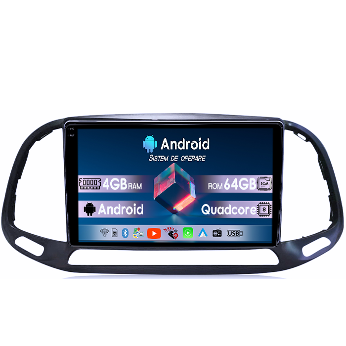 Navigatie dedicata Fiat Doblo 2015-2019, 4GB RAM 64GB ROM, Quadcore, Android 14, Display QLED 1K 9", DSP, Carplay&Android Auto, Suport camere AHD [1]