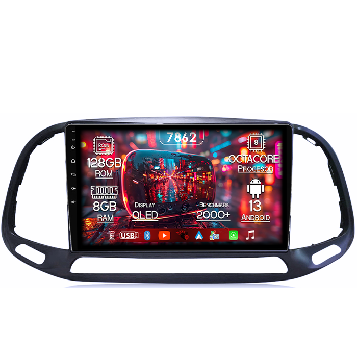 Navigatie dedicata Fiat Doblo 2015-2019, 8GB RAM 128GB ROM, Octacore, Platforma TS18, Android 13, Display QLED 9”, Suporta camera 360º, DSP, Carplay&Android Auto, SIM 4G, Ventilator Activ [1]