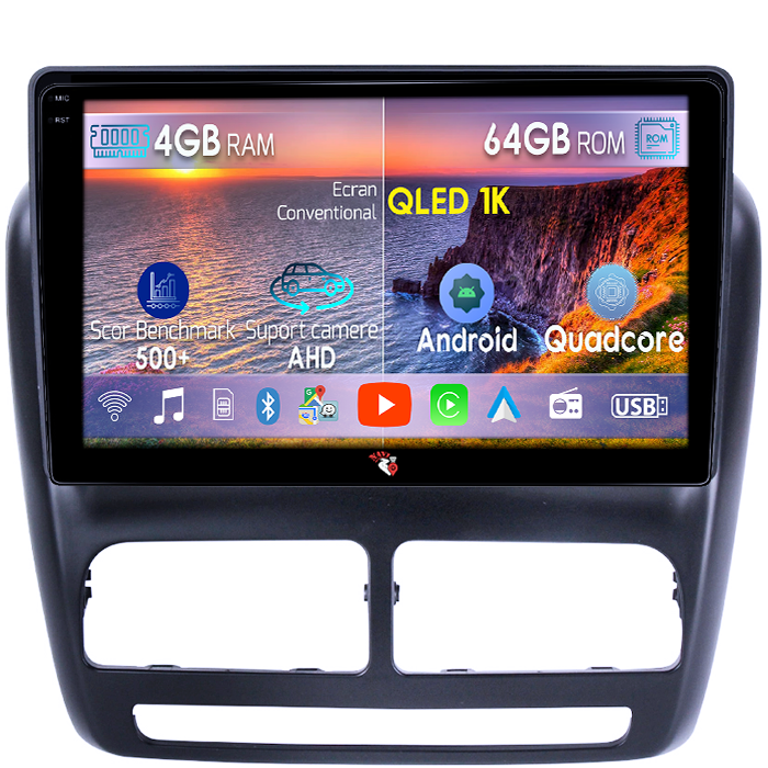 Navigatie dedicata Fiat Doblo 2015, 4GB RAM 64GB ROM, Octacore, Android 14, Display QLED 1K 10", Carplay&Android Auto, SIM 4G, Ventilator Activ [1]