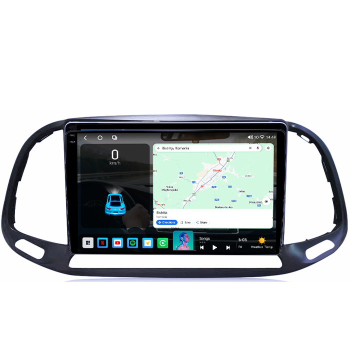 Navigatie dedicata Fiat Doblo 2015, 4GB RAM 64GB ROM, Octacore, Android 14, Display QLED 1K 9", Carplay&Android Auto, SIM 4G, Ventilator Activ [2]