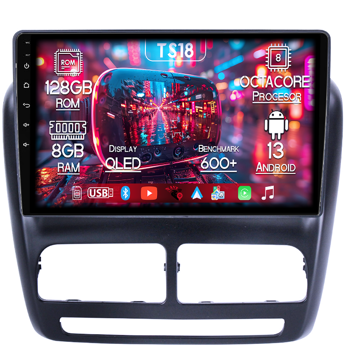 Navigatie dedicata Fiat Doblo 2015, 8GB RAM 128GB ROM, Octacore, Platforma TS18, Android 13, Display QLED 10”, Suporta camera 360º, DSP, Carplay&Android Auto, SIM 4G, Ventilator Activ [1]